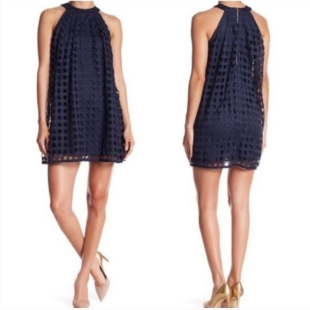 ROMEO & JULIET COUTURE ~ Navy Eyelet Mini Swing Dress ~ Size Medium